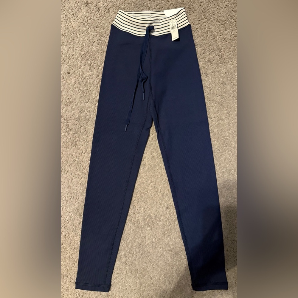 Aerie Offline Ribbed Drawcord leggings in Royal Navy {Small} NWT